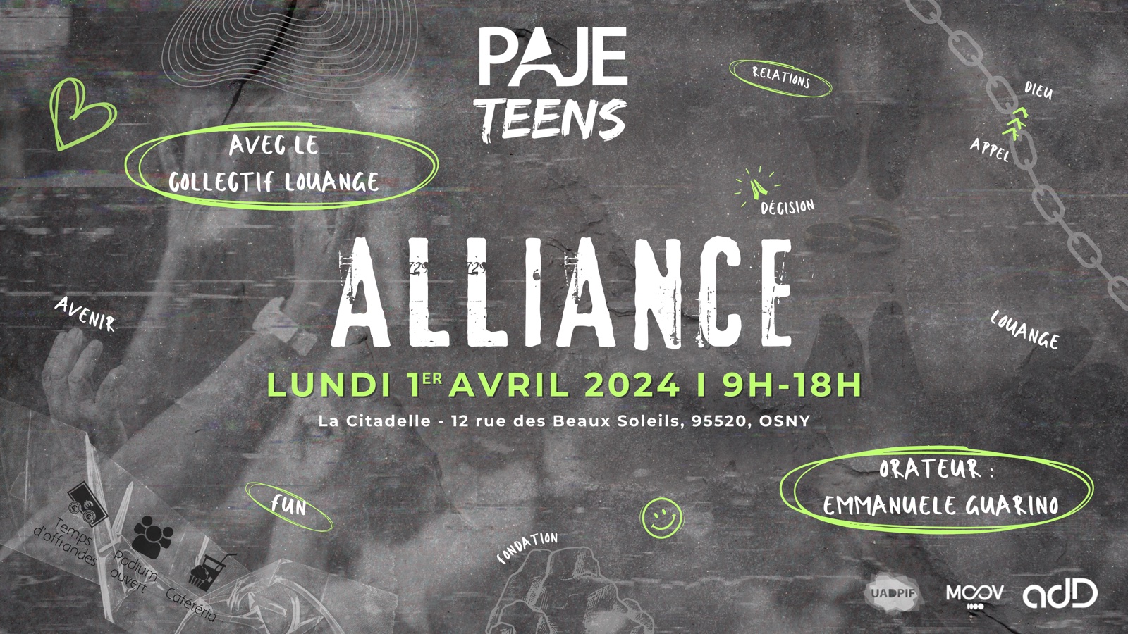 Affiche PAJE Teens « Alliance », 1er avril 2024, à Osny.