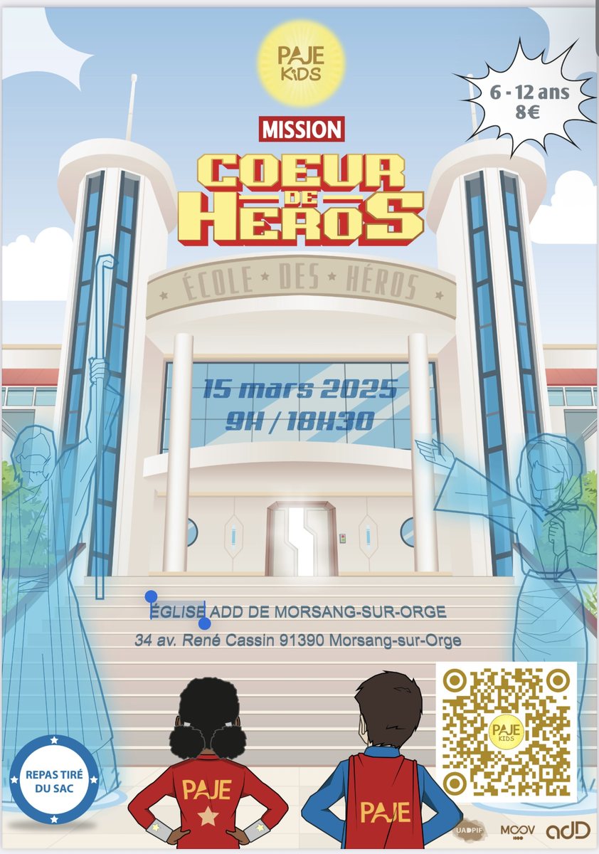 Affiche PAJE Kids « Mission cœur de héros », 15 mars 2025, à Morsang-sur-Orge.
