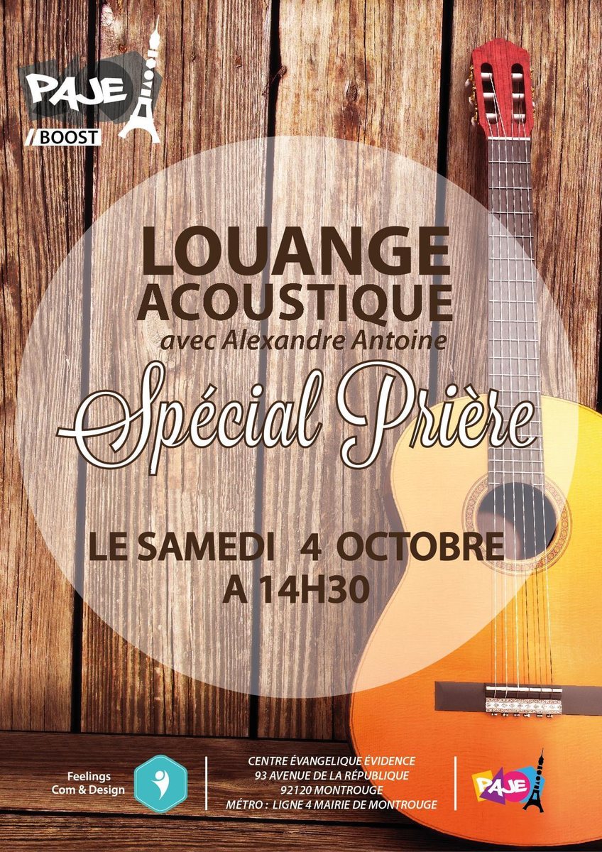 Affiche « Louange acoustique, spécial prière », le 4 octobre, à Montrouge.
