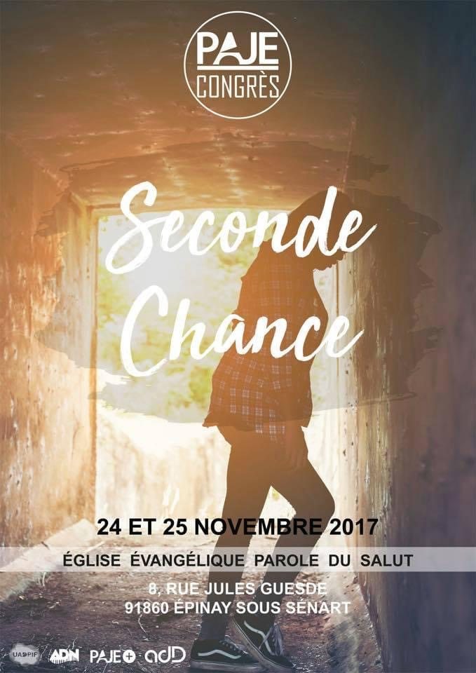 Affiche PAJE Congrès « Seconde chance », 24 et 25 novembre 2017, à Épinay-sous-Sénart.